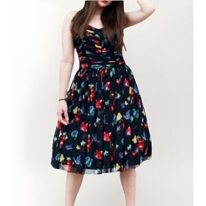 Anna Sui Anthropologie Sz 4 Dress Black Butterfly Silk Fairy Corset Festival